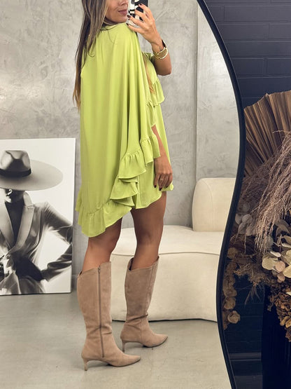 Bohemian geplooide losse jurk en top tweedelige set