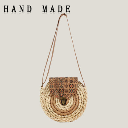 Boheemse geweven ronde crossbodytas