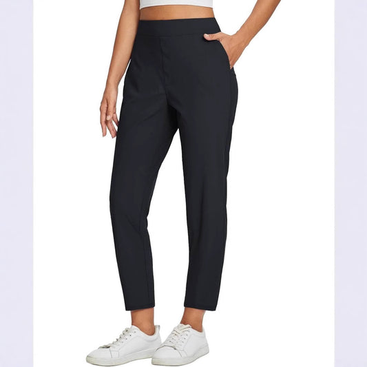Womens High Waisted Elastic Pocket Casual Pants