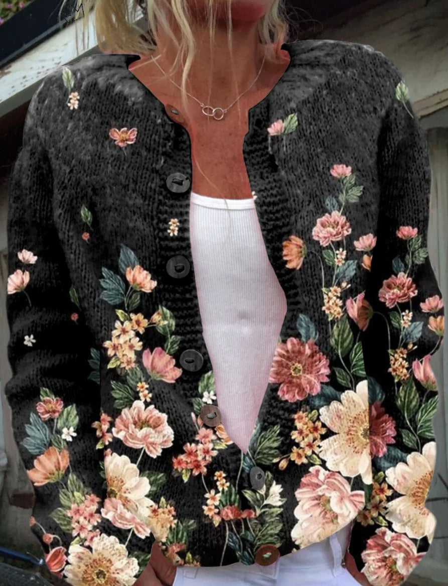 Womens 3D Printed Knit Cardigan