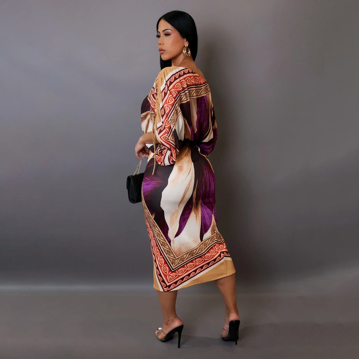 Positionering Bedrukking Off-the-shoulder Split Rokpak