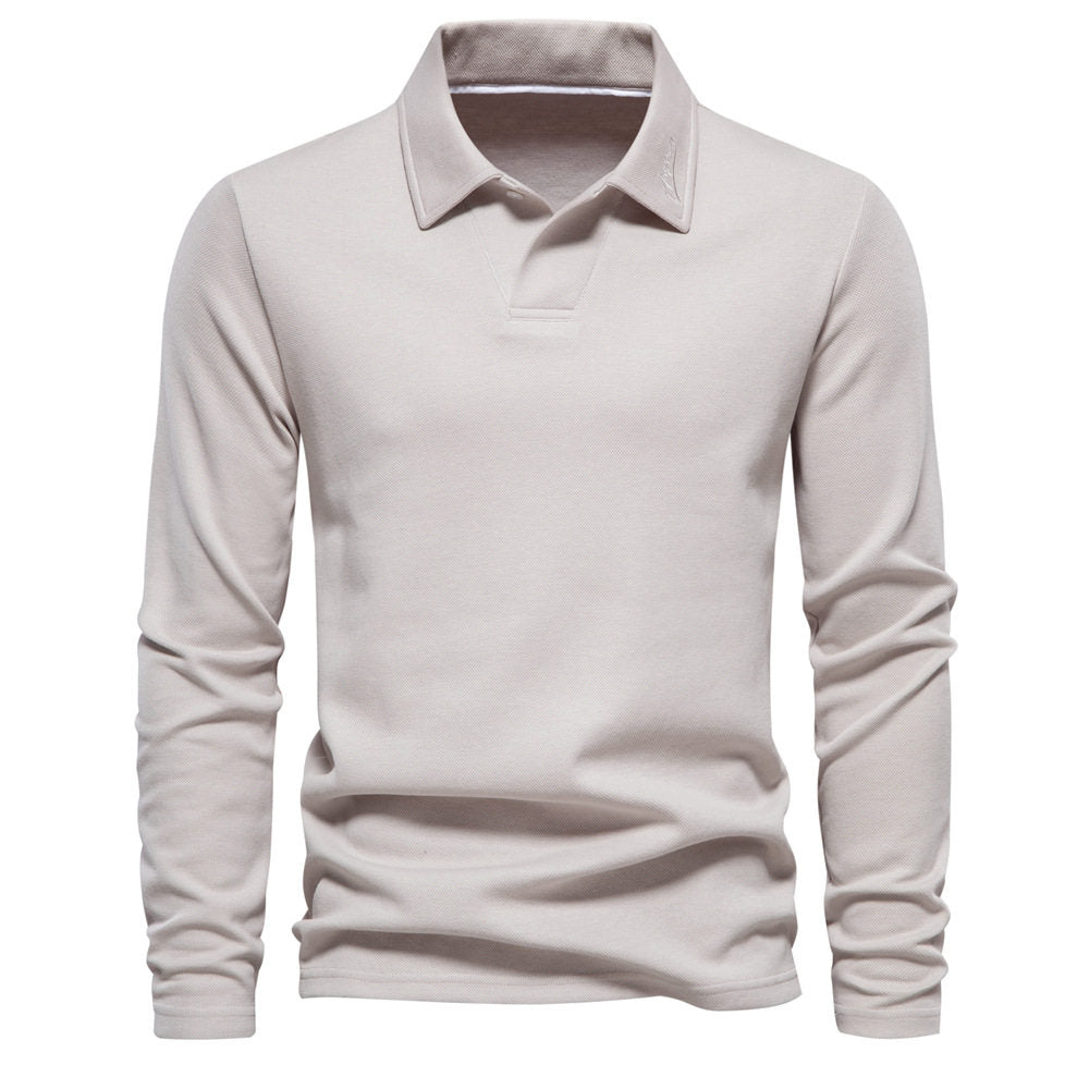 Polo T-shirt voor heren met lange mouwen kraag en knoop of ritssluiting