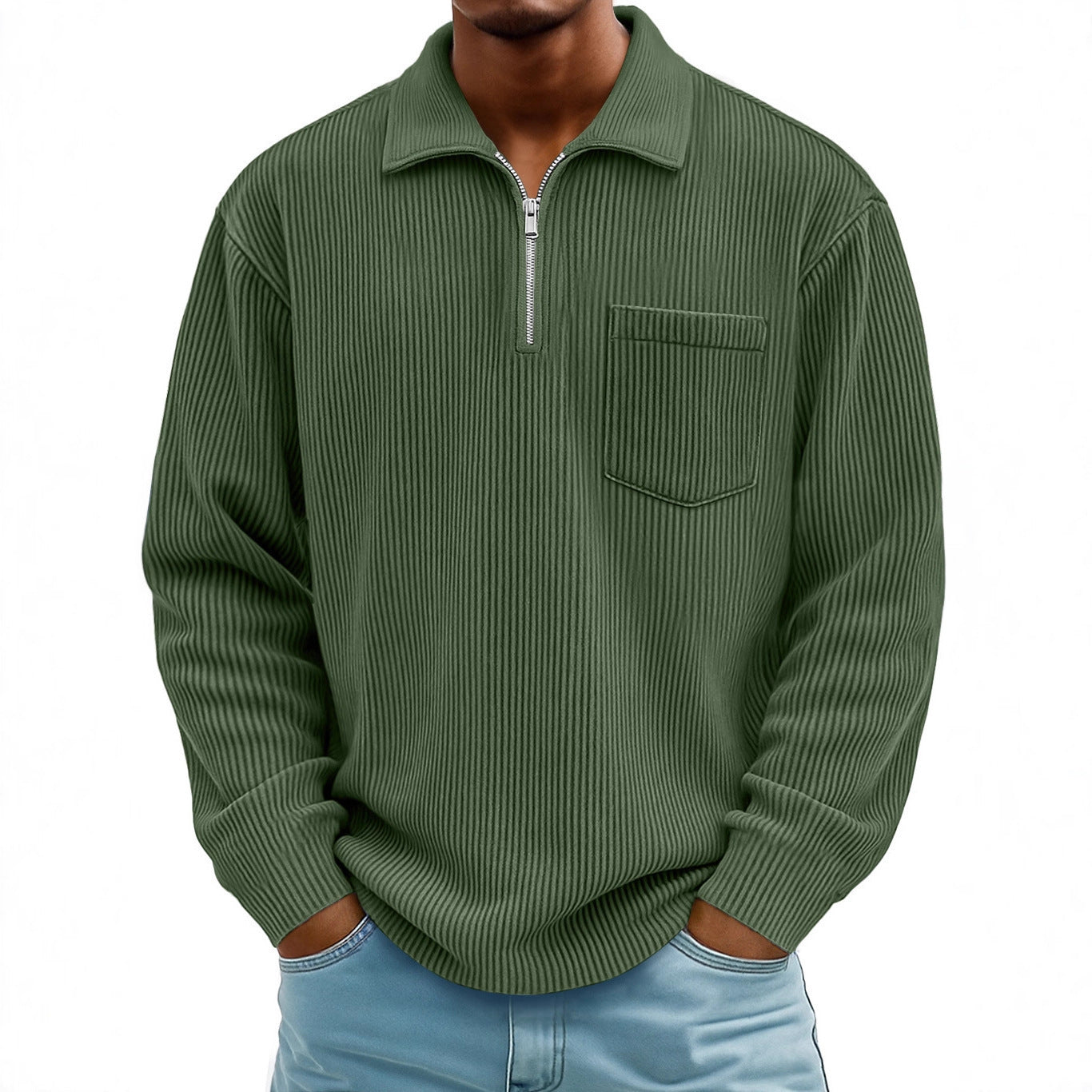 Zipper long sleeved pullover top