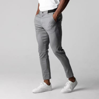 Heren Slim Grijs Business Rechte Pantalon