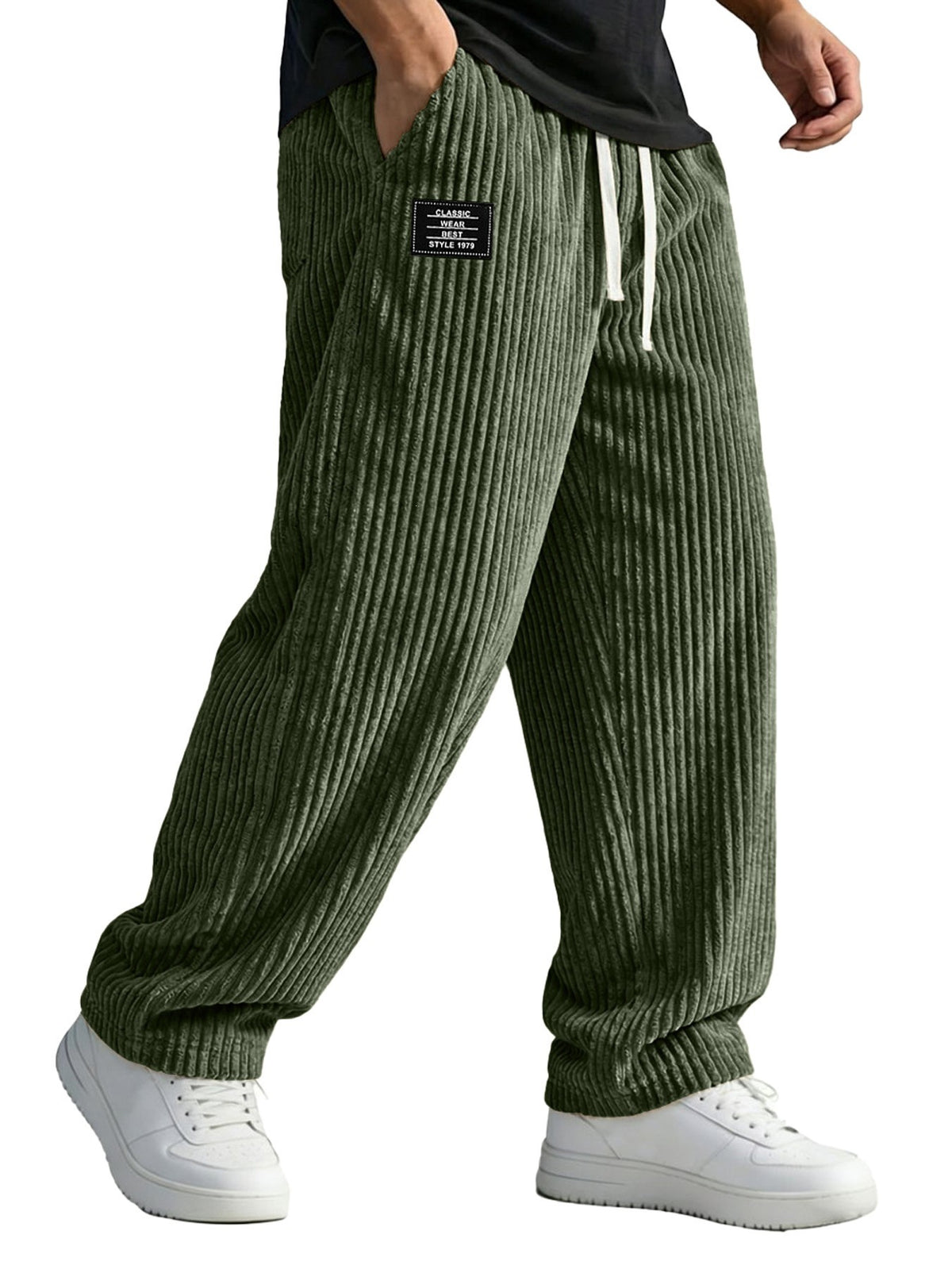Mens Embroidered Straight Leg Casual Pants
