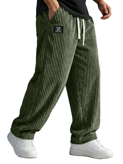 Mens Embroidered Straight Leg Casual Pants