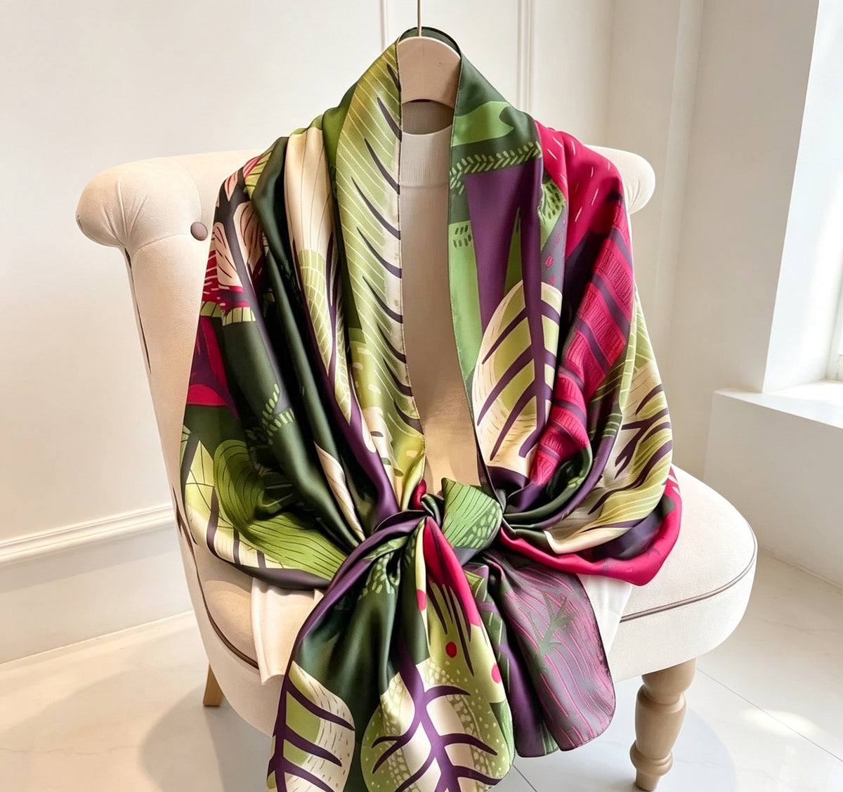 Women's Lijin Satin Scarf Floral Print Shawl