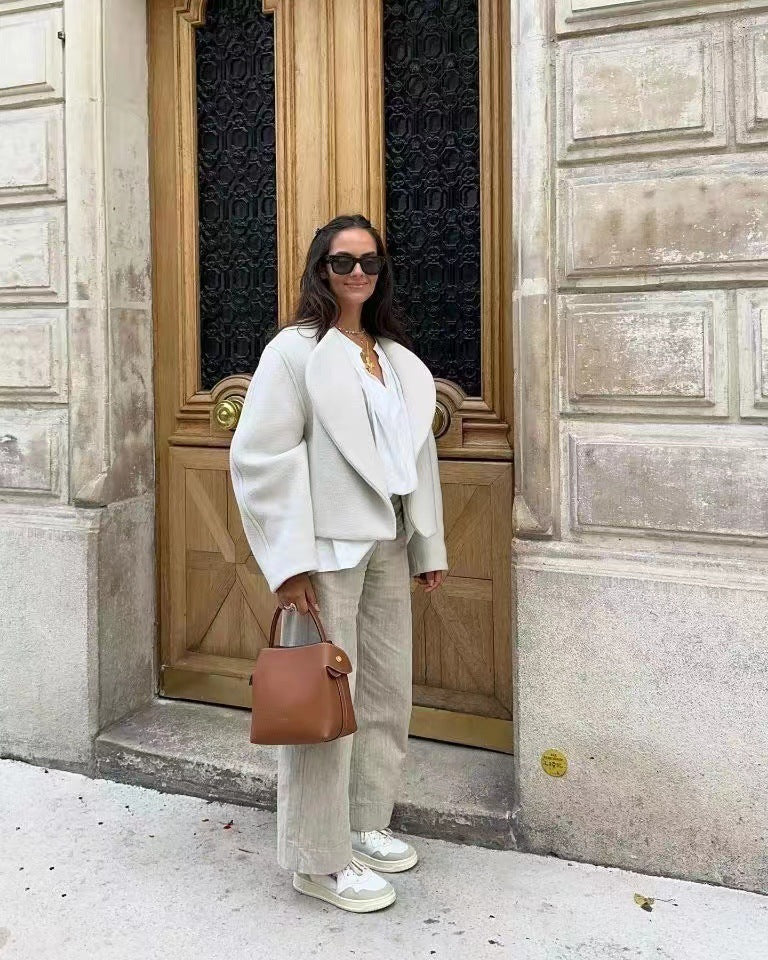 Dames dikke jack met polokraag