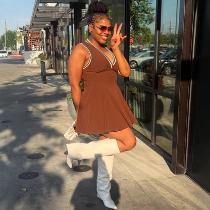 Fashion Women's Dress, Sexy Ruffle Sleeveless Backless Dress