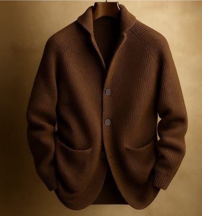 Gentleman's Knitted Three-Button Notch Lapel Cardigan