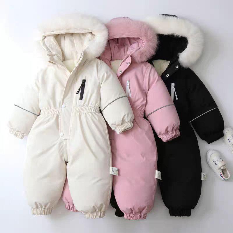 Warm, thickened one-piece ski suit for boys and babies