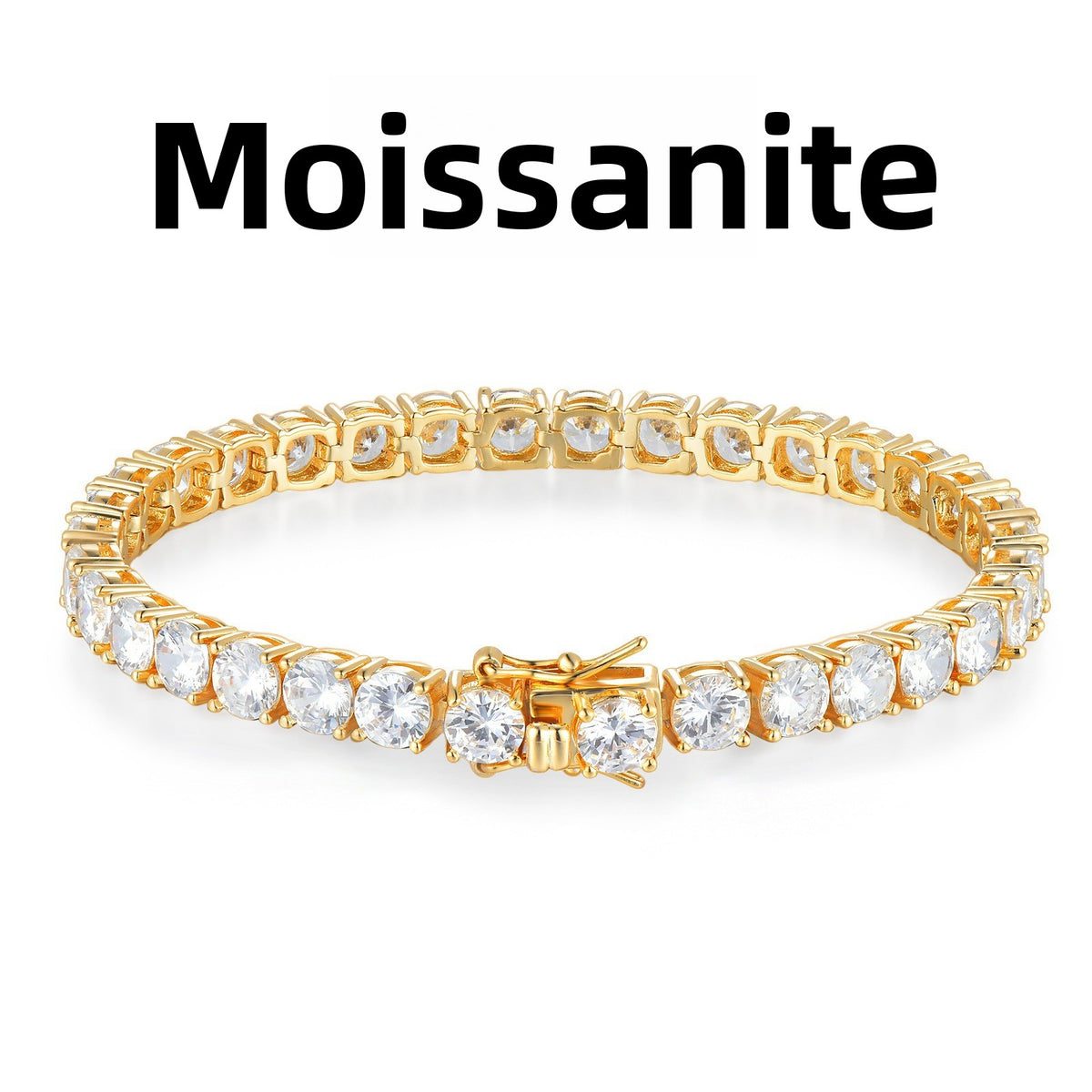 Classic 18K Gold Electroplated Tennis Bracelet with Zircon/Moissanite Stones