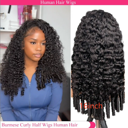 Half Wig Machine-Made 3-in-1 Burmese Curly