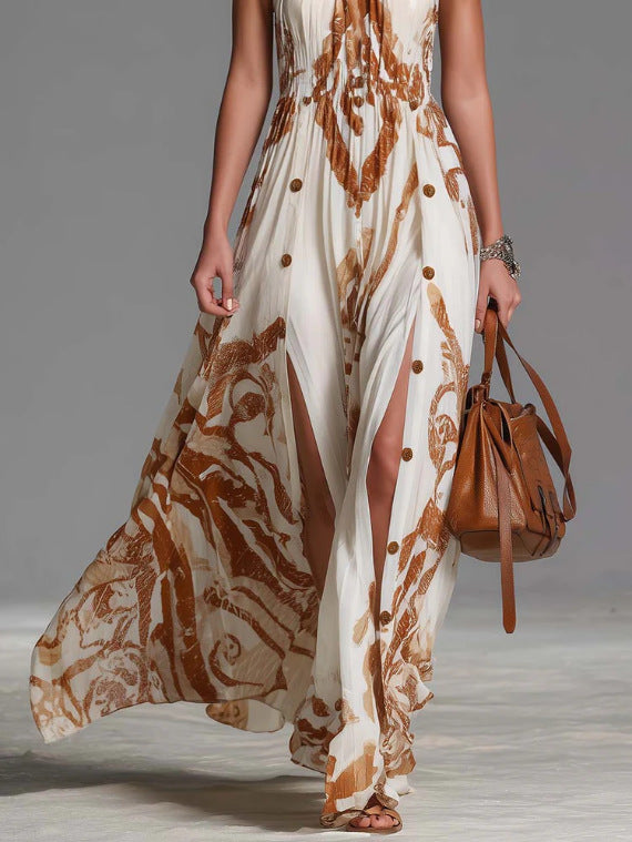 Bohemian OffShoulder Slit Long Dress
