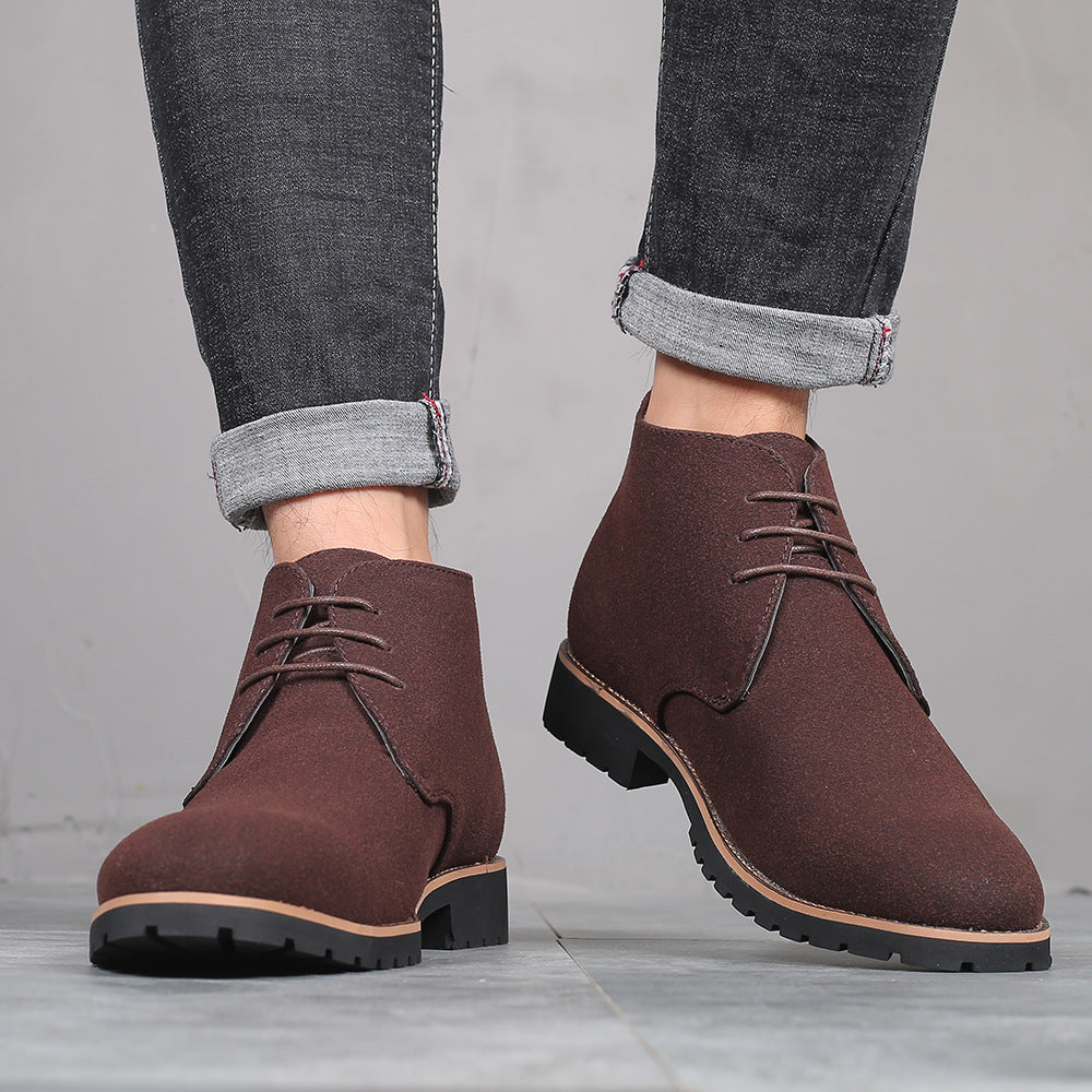 Mens Pointed Toe Leather Martin Boots