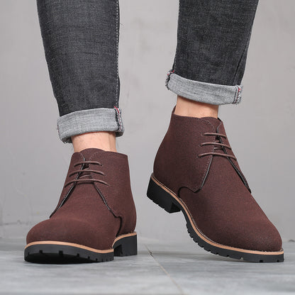 Mens Pointed Toe Leather Martin Boots