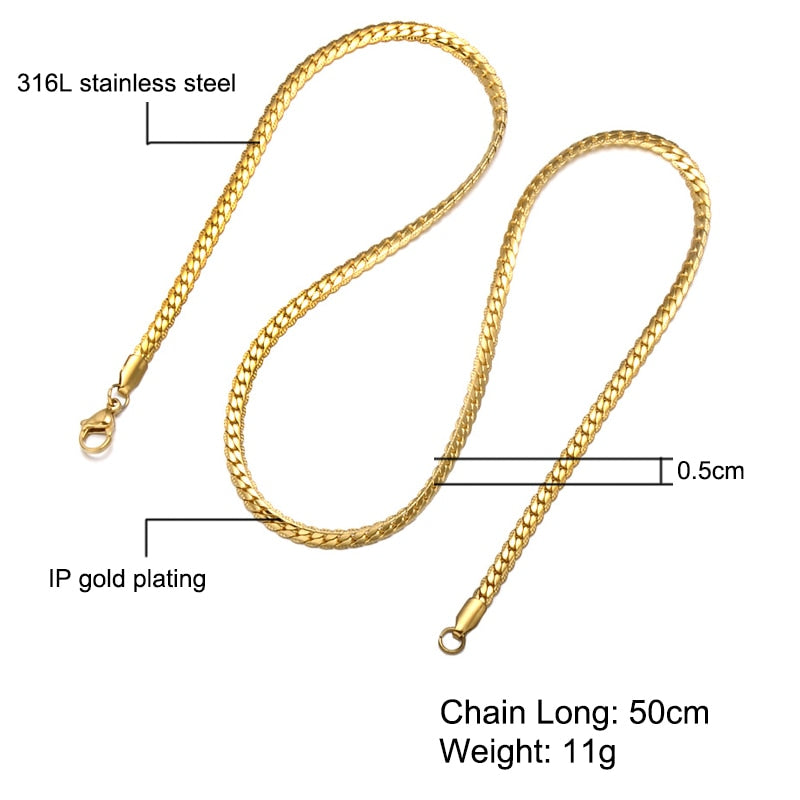 HIP Hop Goudkleurige Roestvrijstalen Curb Cuban Link Ketting