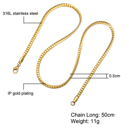 HIP Hop Goudkleurige Roestvrijstalen Curb Cuban Link Ketting