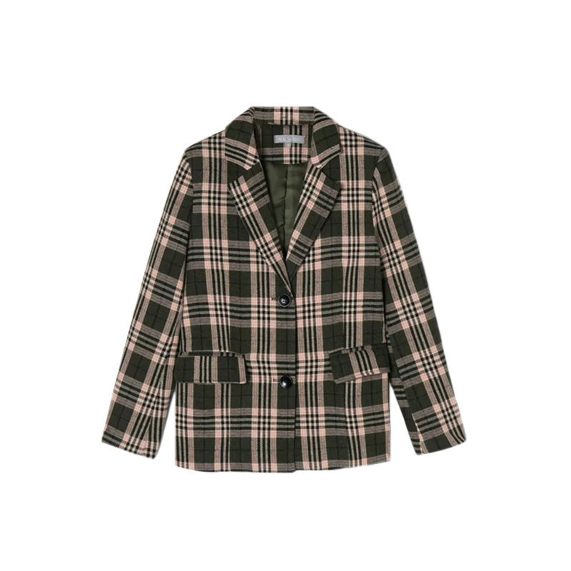 Geruite dames colbert met twee knopen en klepzakken