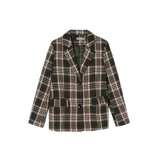 Geruite dames colbert met twee knopen en klepzakken