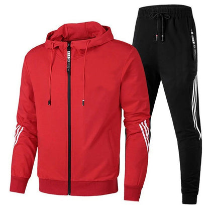 Printed Hooded Sports Sweatshirt and Pants Set