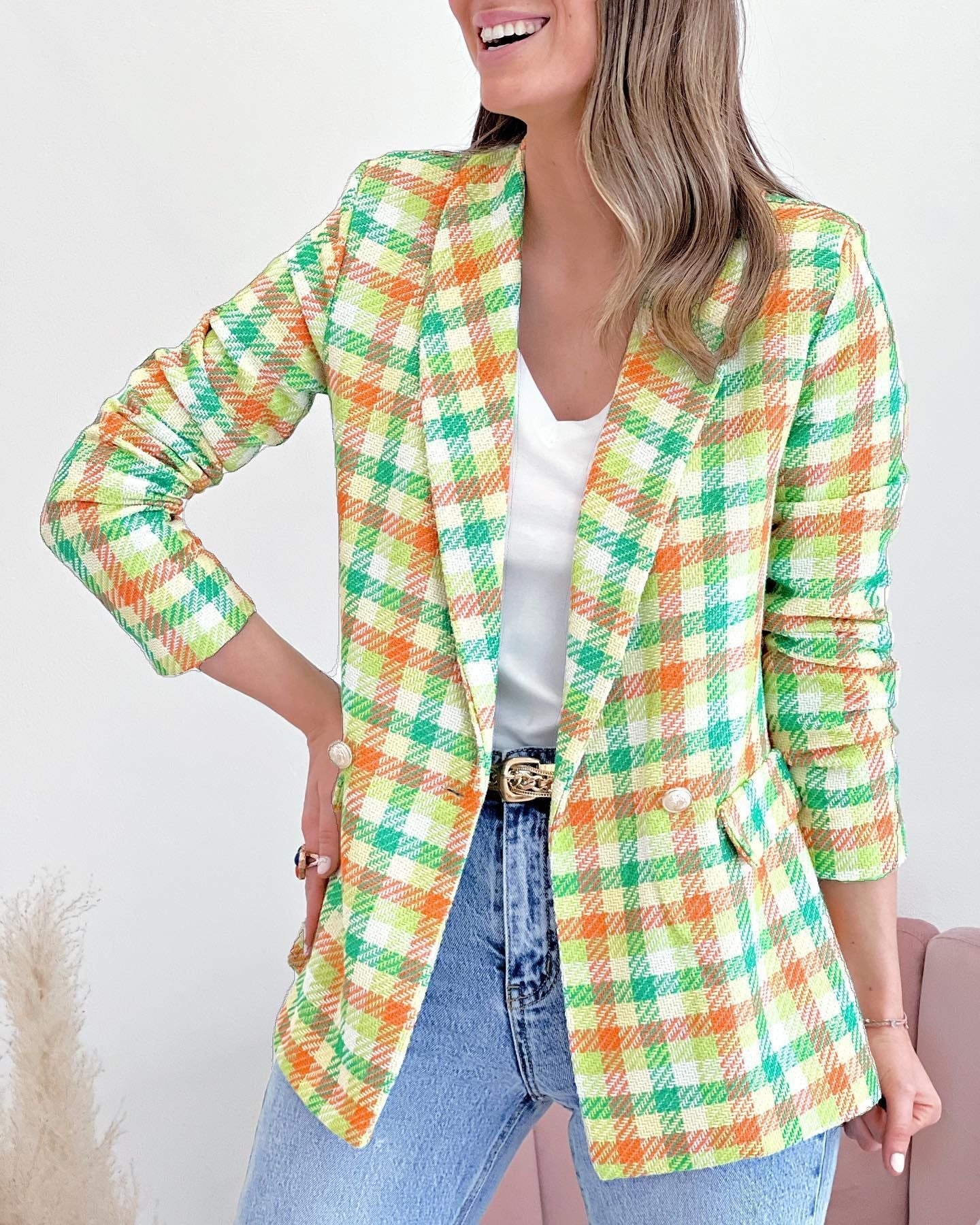 Geruite dames blazer