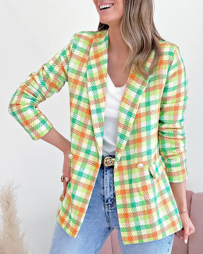 Geruite dames blazer