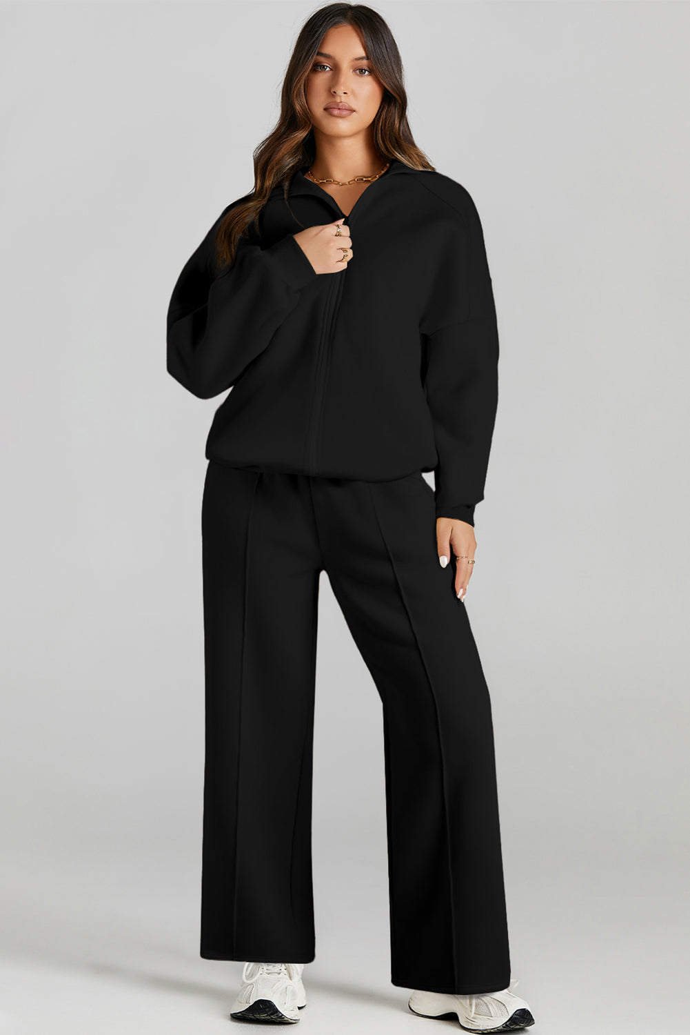 Sweatshirt met halve rits en bijpassende broek