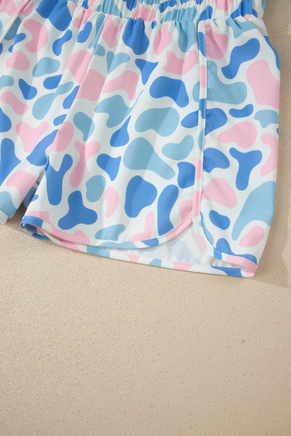 Camouflageprint shorts met hoge taille en plooien