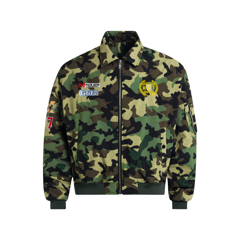 Camouflage korte katoenen jack met print