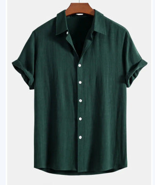 Men's Stand Collar Slim Fit Linen-Cotton Suit Set