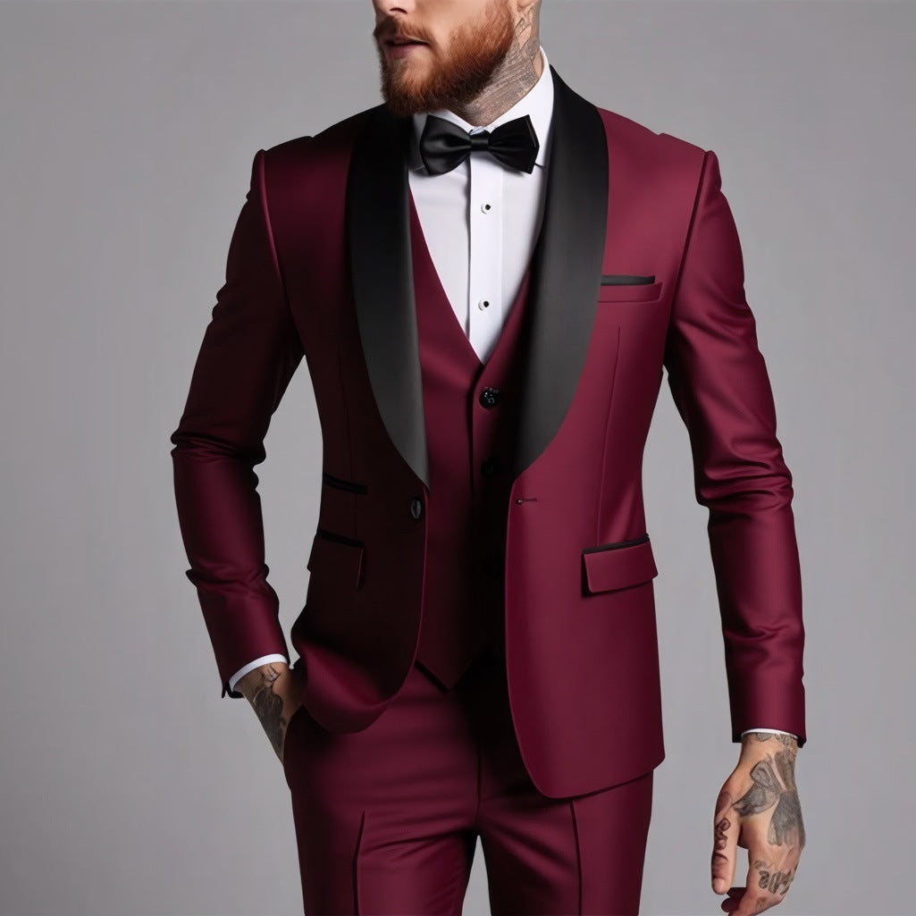 Men's Business Suit Three-Piece Set Double Vent Tuxedo Set