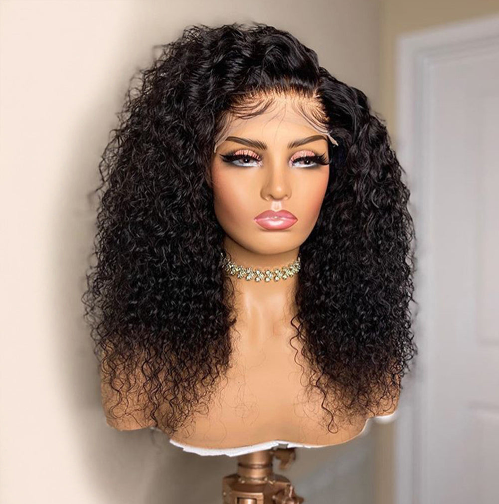 Synthetische front lace wig met watergolf krullen