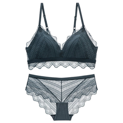 Bra Set Ultra thin Cotton Women bra and panty Lingerie Sexy Embroidery Lace Underwear Sets White