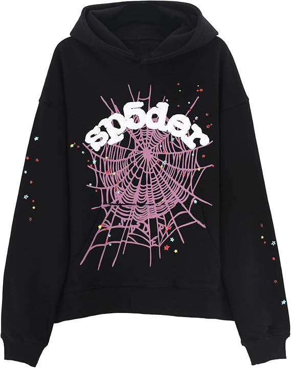 Style Hooded Sweatshirt with Pattern, Unisex Hip Hop Sports Shirt, Casual Spider Web Loose Harajuku Pullover