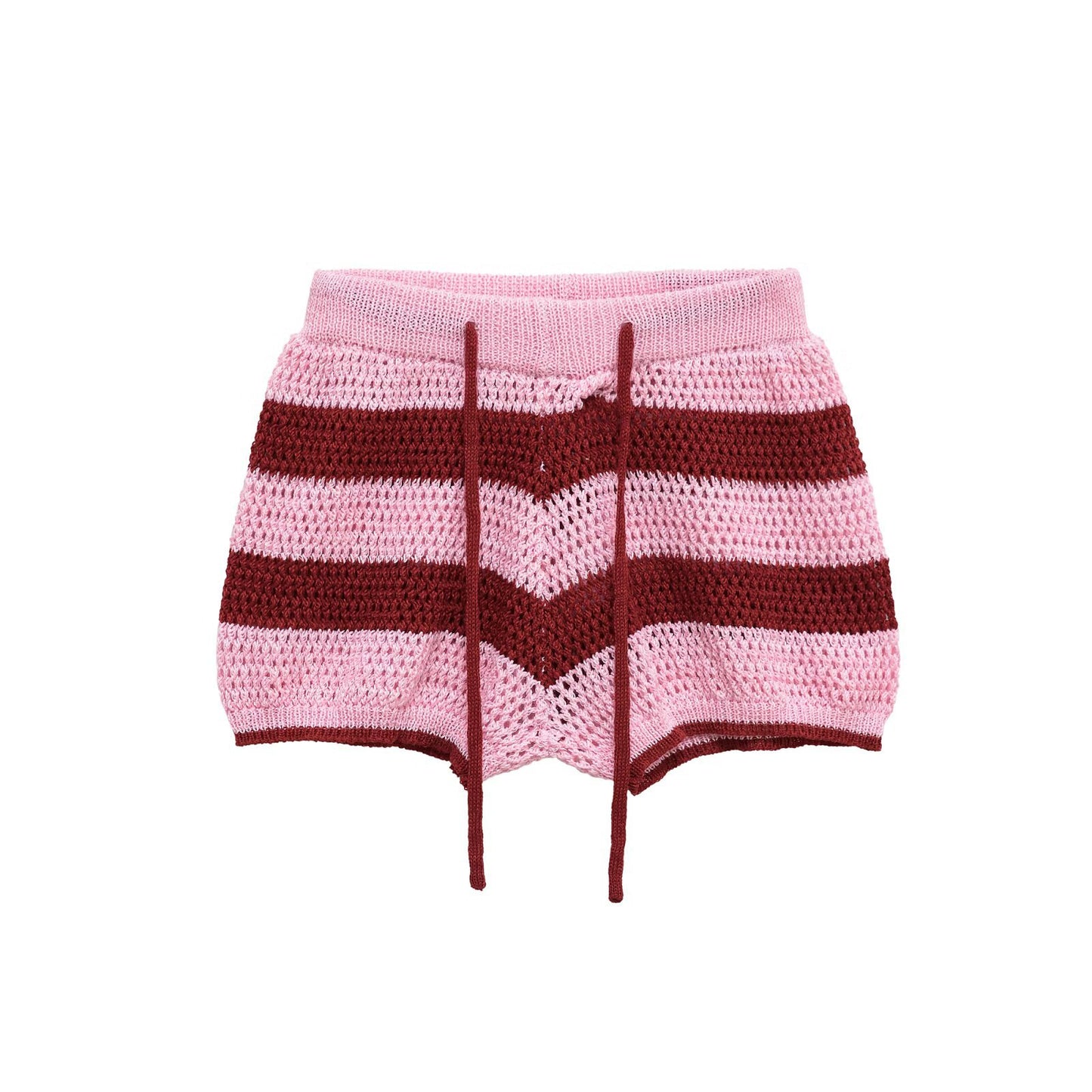 POLO collar knitted short top+shorts set