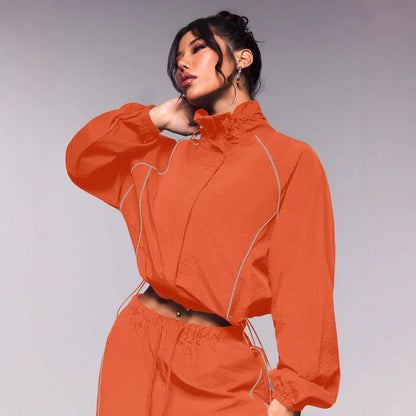 Drawstring sports jacket long pants set two-piece set