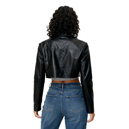 Splicing Leather Jacket Women's Winter Jacket