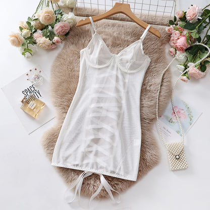 Sexy Mesh Strapless Lingerie Transparent Lace Erotic Underwear Tempting Bodysuit
