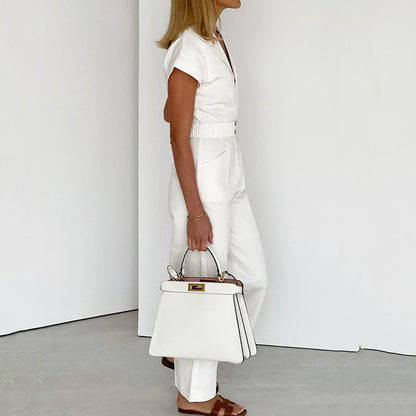 Summer New Fashion Women's Clothing Temperament Commuter Waist Trend Design Sense Niche Jumpsuit