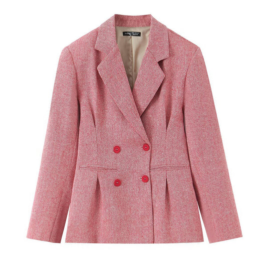 Chic Women's Herringbone Blazer Jacket