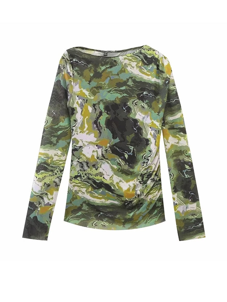 Zomerse damesrokje en top van tule met print apart verkrijgbaar