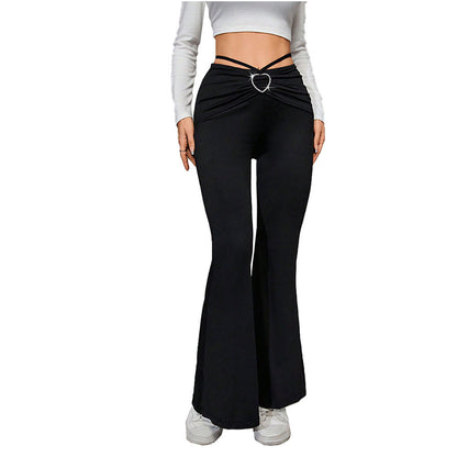 Women's elegant casual trousers slim wide-leg trousers