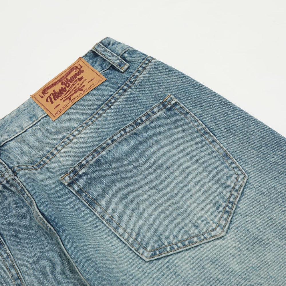 Washed denim pants