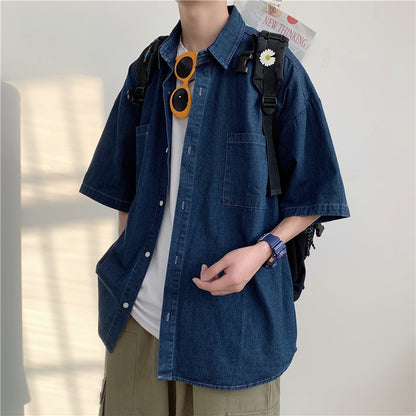 Casual Loose Fit Denim Shirt for Men