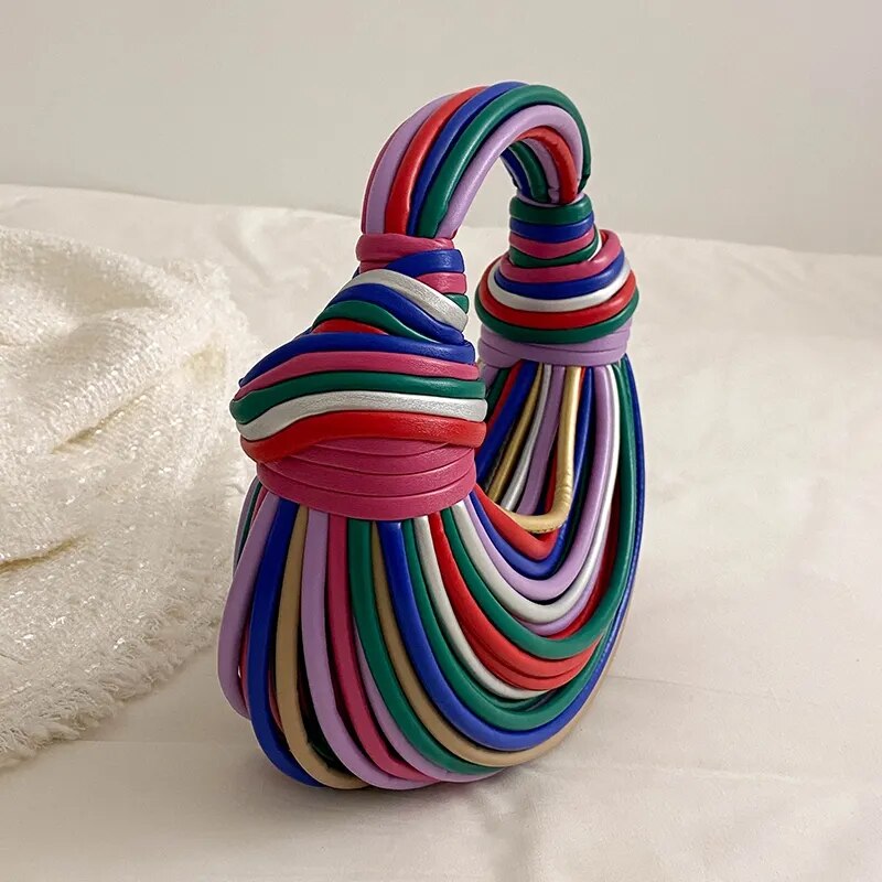 Kleurrijke regenboog noedelvormige luxe designer handtas voor dames