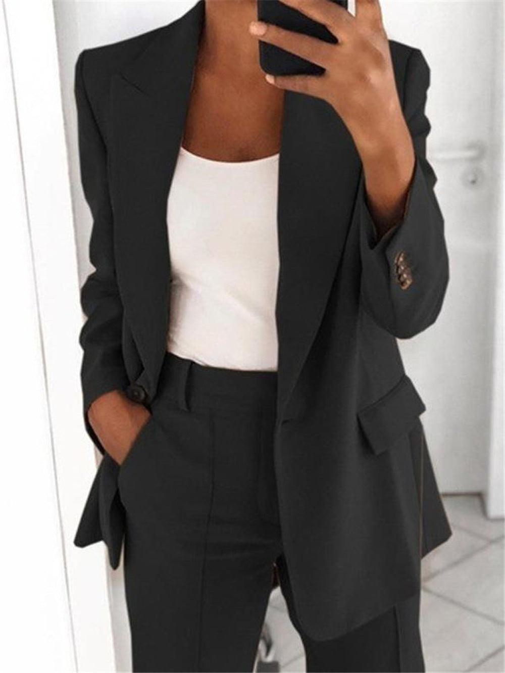 Style Spring Summer Fashionable Notch Lapel Slim Fit Blazer Elegant Suit Jacket Women's Suit Set