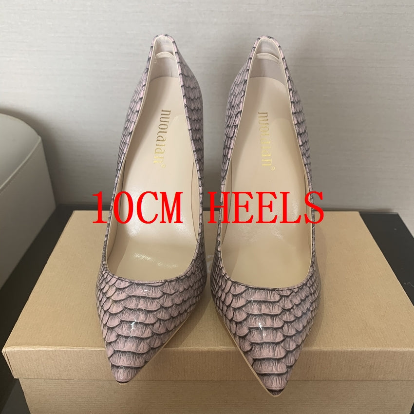 Modieuze damespumps met slangenprint hakhoogte 8cm/10cm/12cm