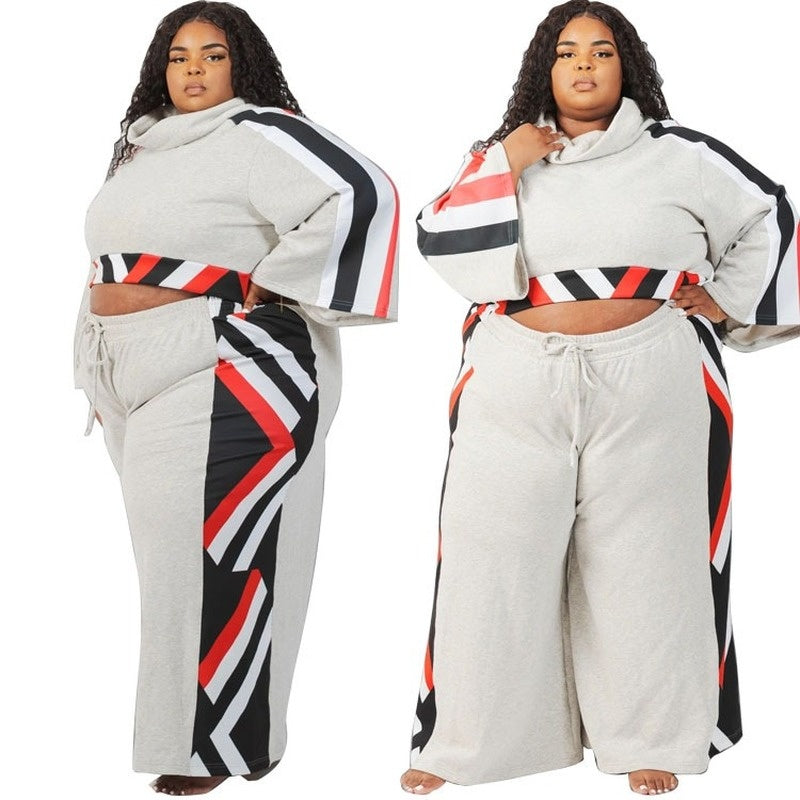Plus size tweedelig pak met print