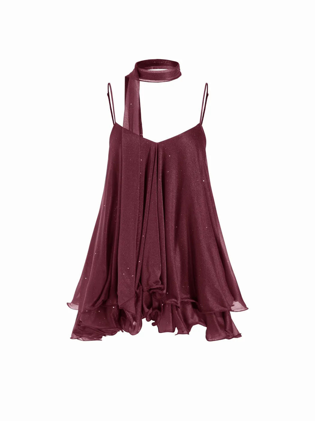 Shimmering Chiffon OffShoulder Dress with Ruffle Hem